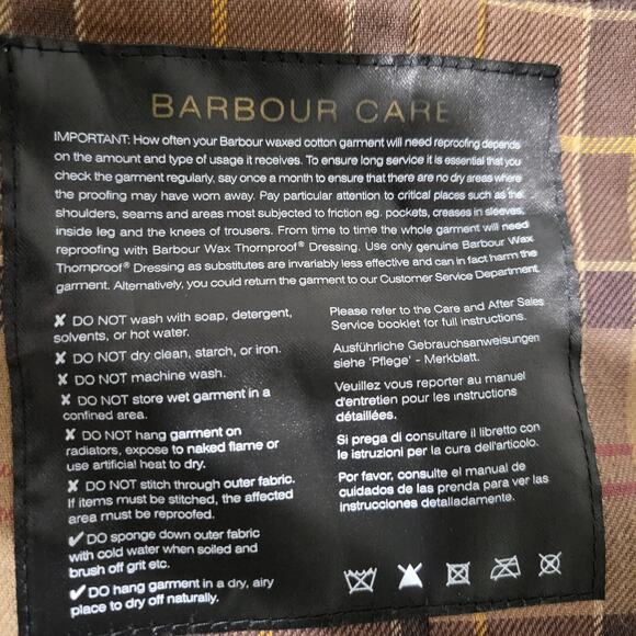 Barbour Utility Jacket Brown Wax Cotton Flannel Lined Slim Hip Length Size 10 - Picture 12 of 16